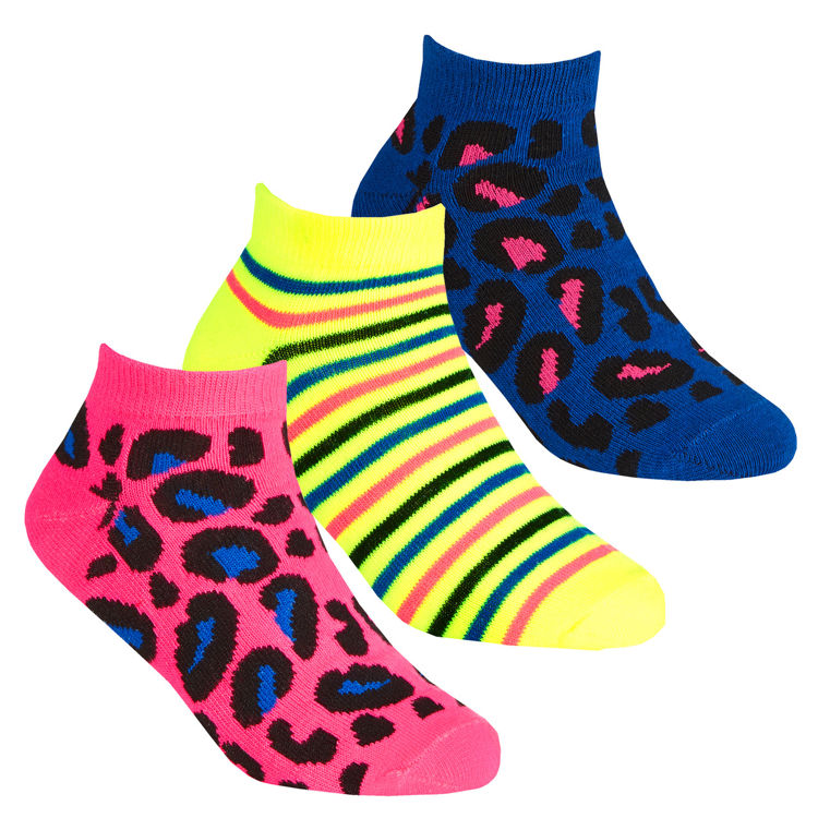 Picture of 43B689-Girls ANKLE Trainer Liner Low Cut Socks -ANIMAL PRINT